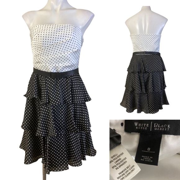 White House Black Market strapless polka dot dress - Picture 1 of 5